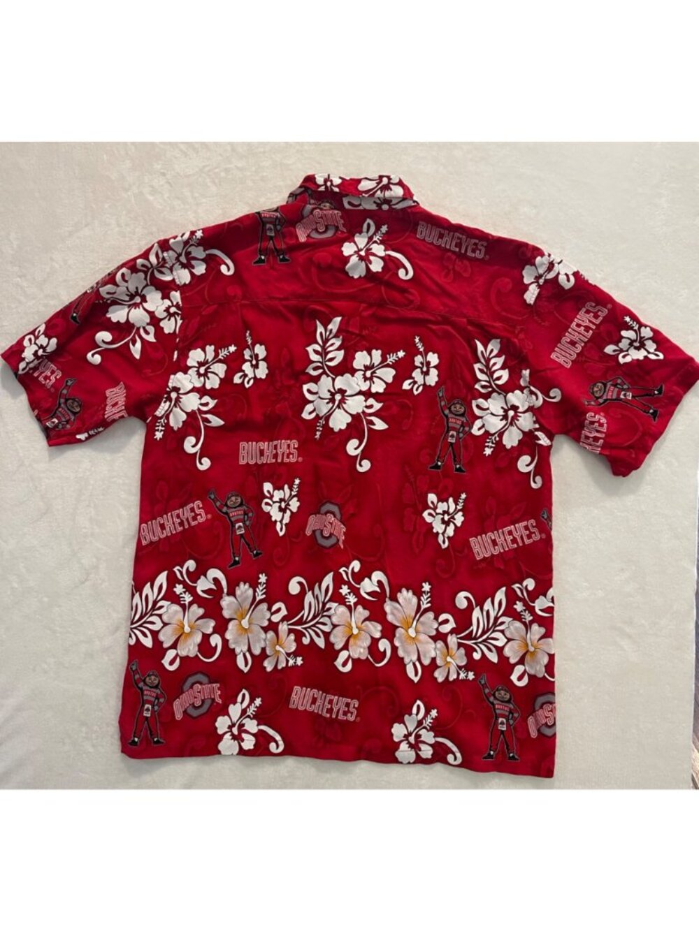 Spike Sports Ohio State Buckeyes Hawaiian Shirt Button Front sz 3XL - Picture 4 of 6